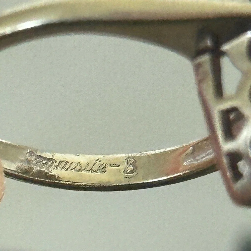 14K Solid White Gold Vintage Antique Deco Style Diamonds Band Ring Size 4.75